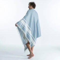 Serviette De Plage Poncho 190 X 190 Cm - Gris Bleu -Outdoor Série Magasin serviette de plage poncho 190 x 190 cm gris bleu 5